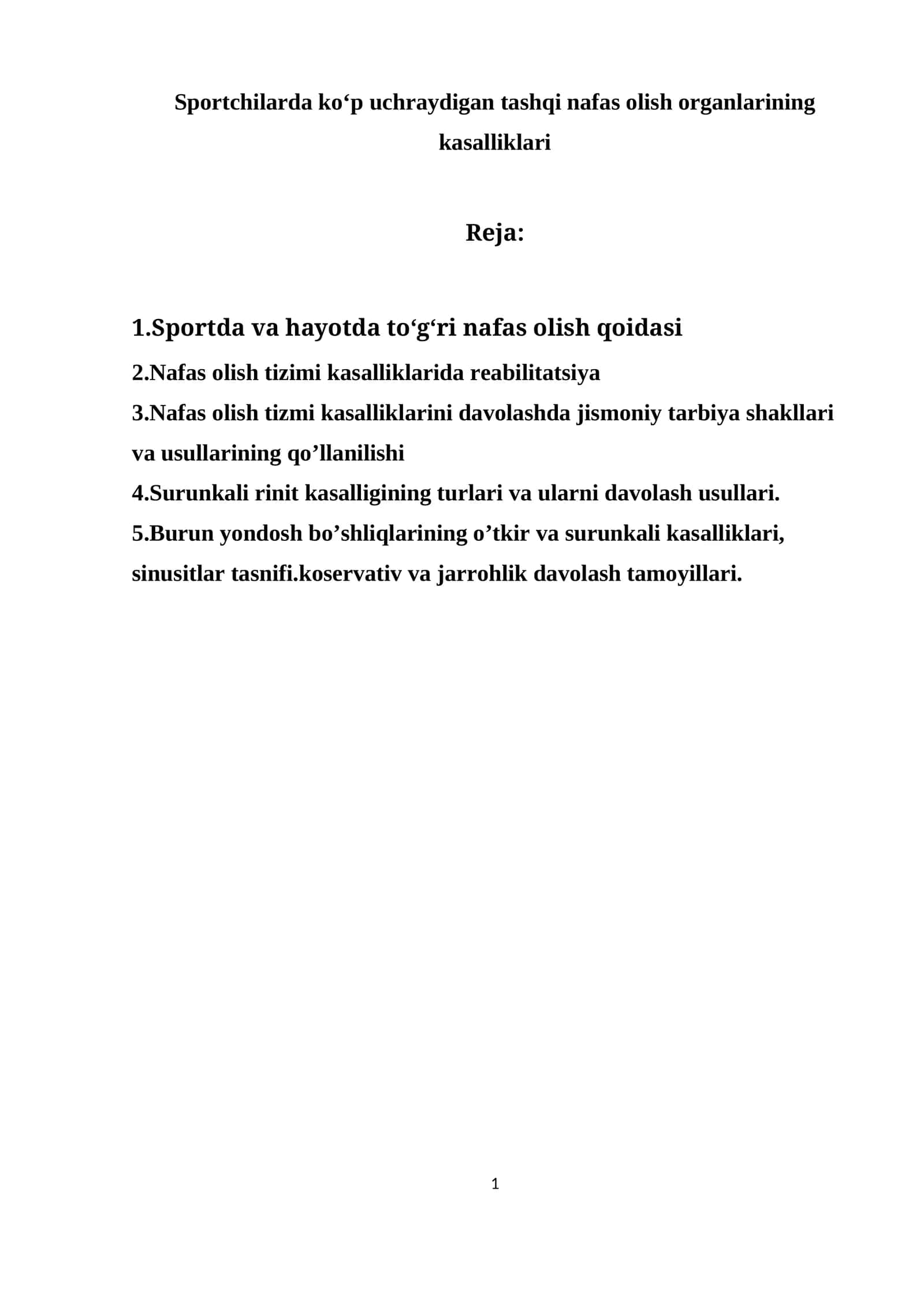 Tashqi nafas olish organlarining kasalliklari 1