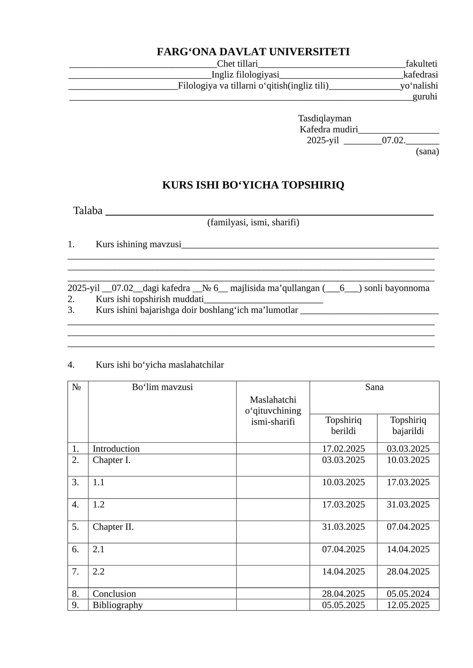 Filologiya va tillarni o'qitish(ingliz tili) kurs ishi 1
