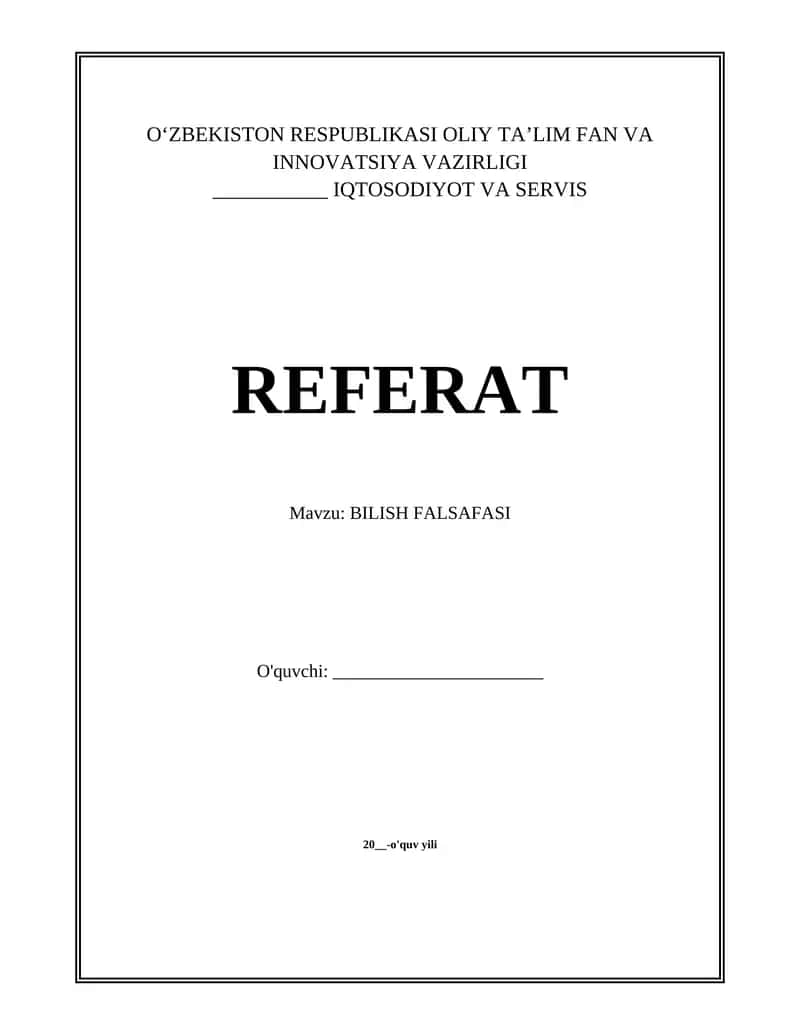 BILISH FALSAFASI 1