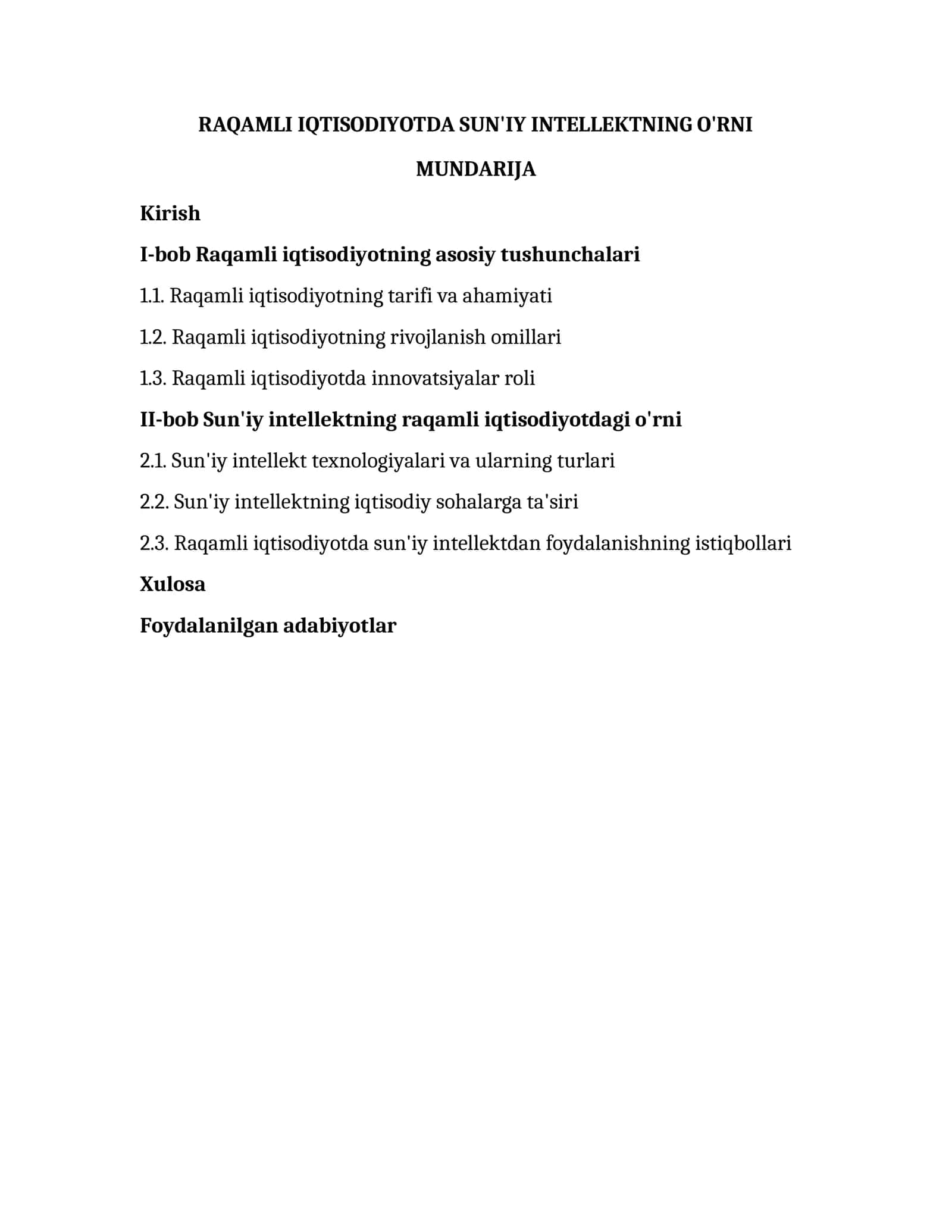RAQAMLI IQTISODIYOTDA SUN'IY INTELLEKTNING O'RNI 1