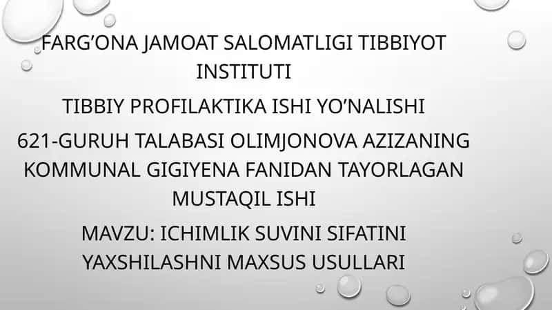 Tibbiy profilaktika ishi yo’nalishi 1