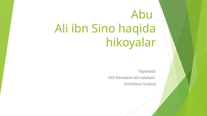 AbuAli ibn Sino haqida hikoyalar 1