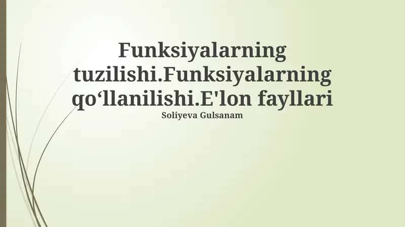 Funksiyaning Tuzilishi 1