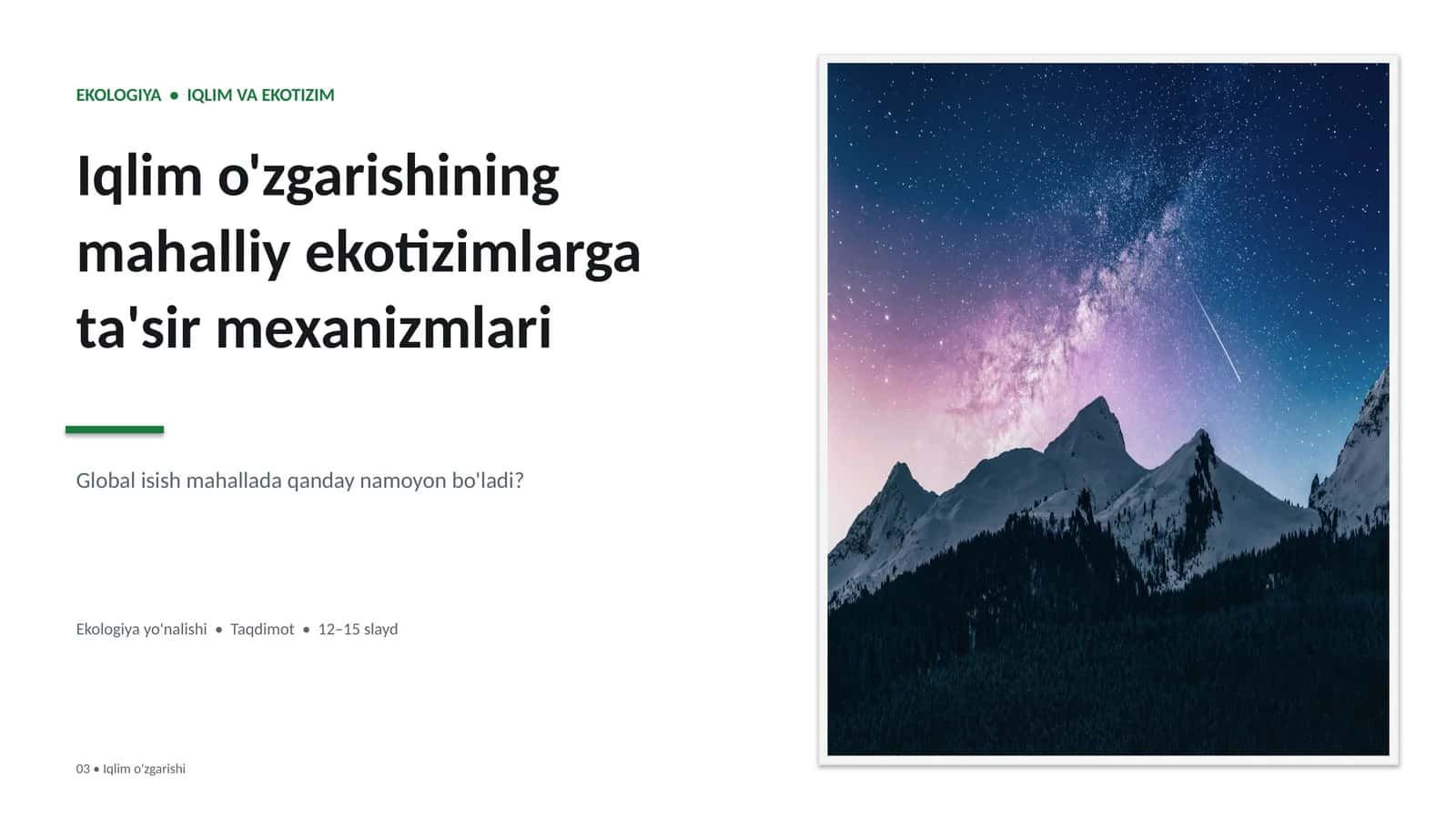 Ekologiya • Iqlim va Ekotizim 1