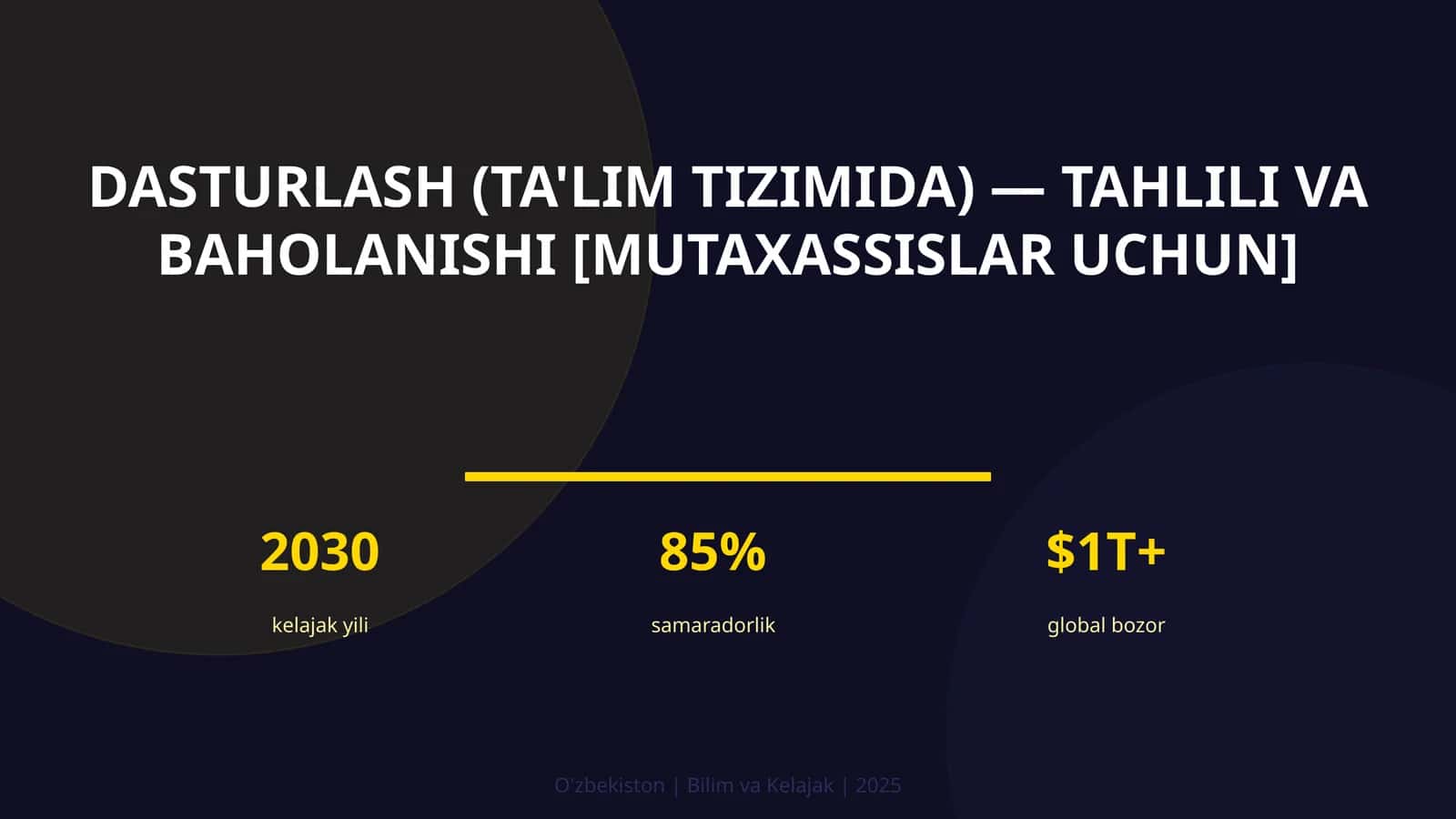 Dasturlash (ta'lim tizimida) — tahlili va baholanishi [mutaxassislar uchun] 1