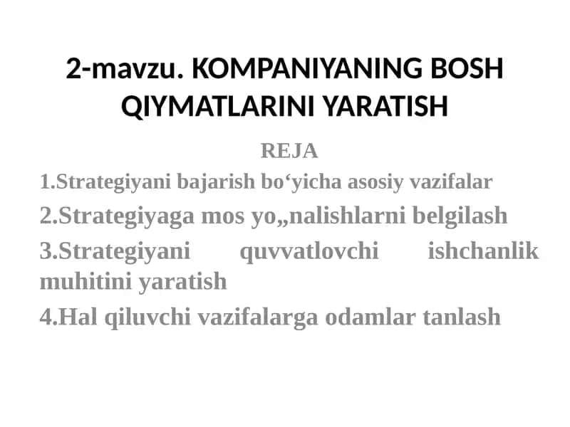 Strategiya yaratish 1