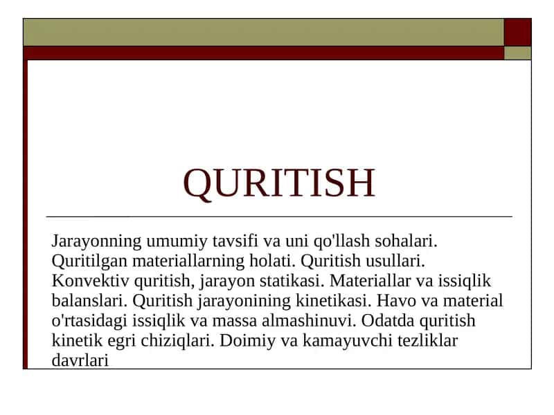 Quritish va Deyidratsiya 1