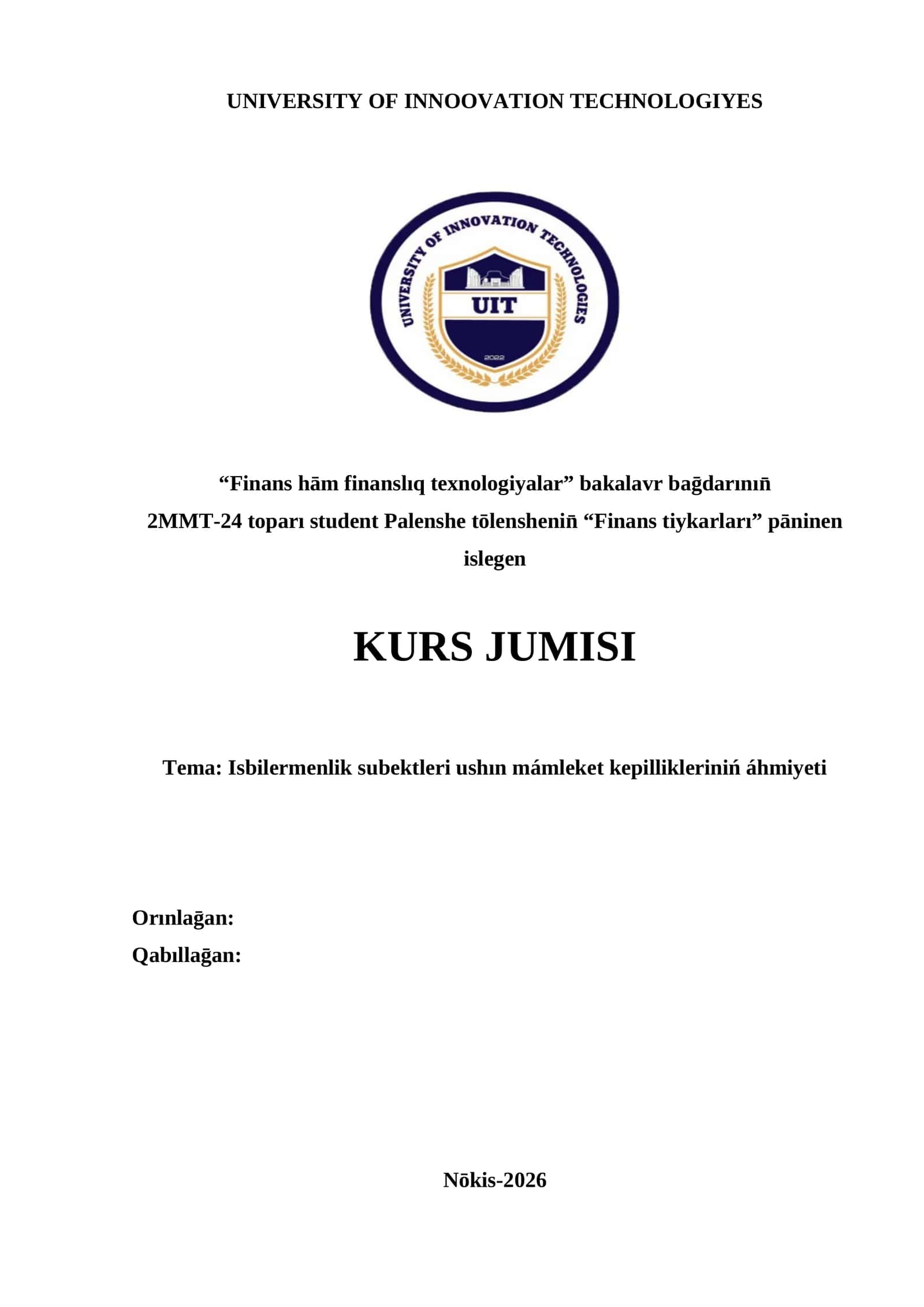 Isbilermenlik subektleri ushın mámleket kepillikleriniń áhmiyeti 1