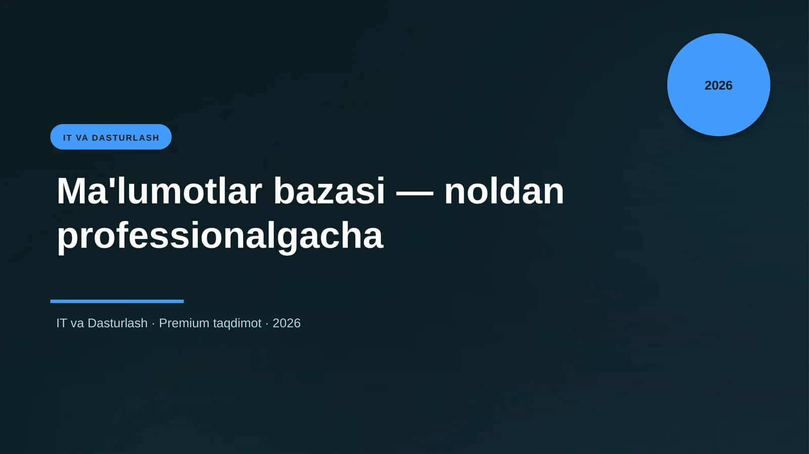 Ma'lumotlar bazasi — noldan professionalgacha 1