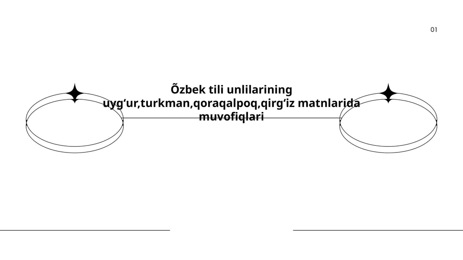 Õzbek tili unlilarining uygʻur, turkman, qoraqalpoq, qirgʻiz matnlarida muvofiqlari 1