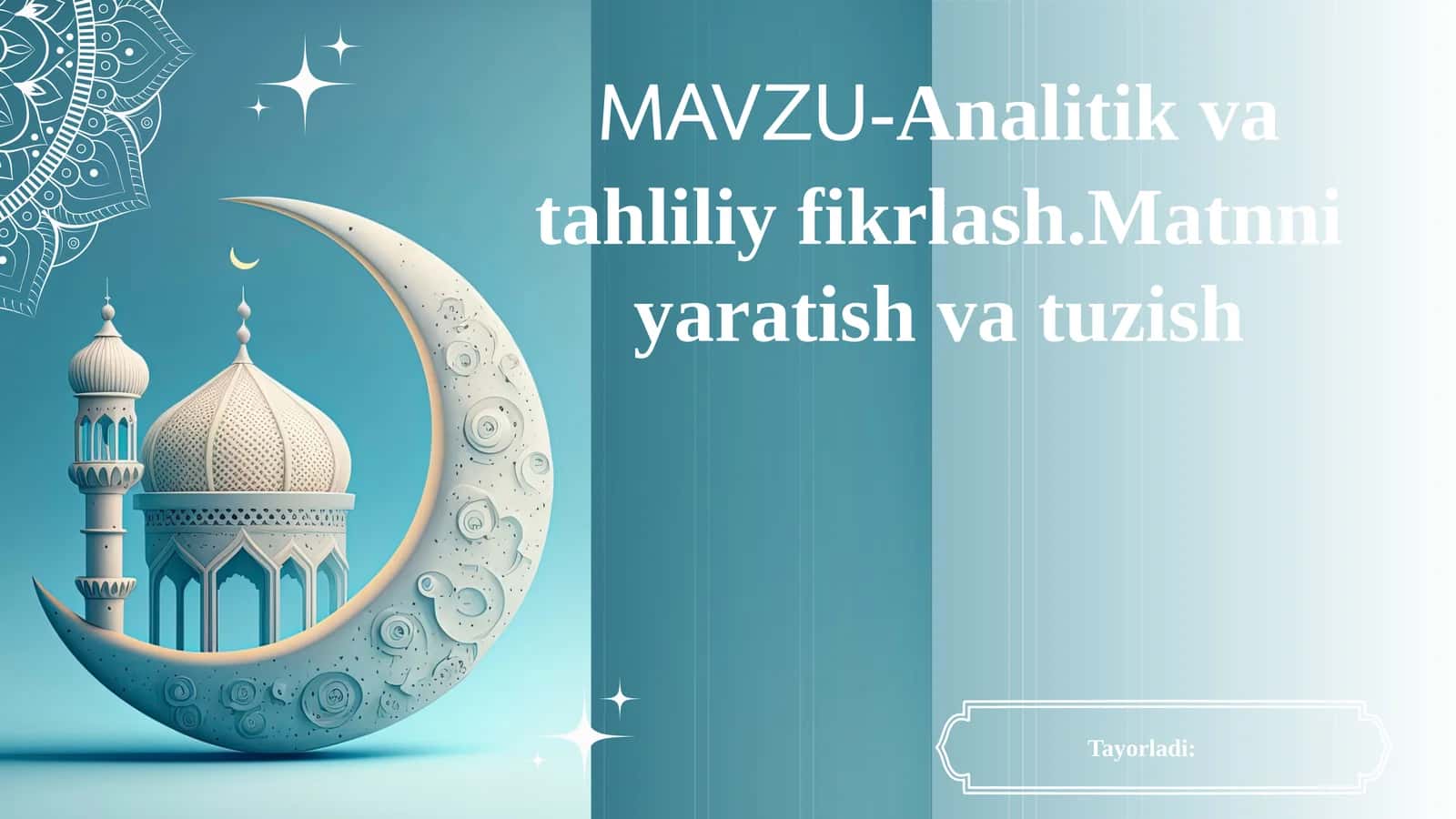 Analitik va tahliliy fikrlash. 1