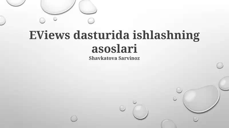 EViews dasturida ishlashning asoslari 1