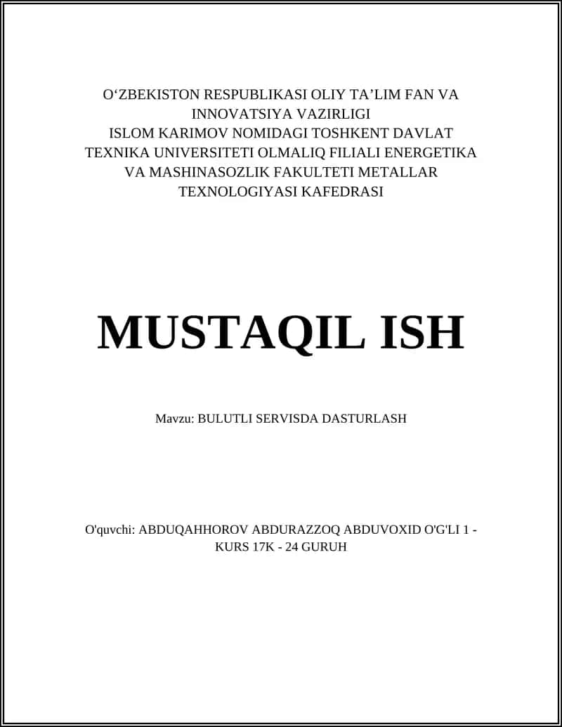 BULUTLI SERVISDA DASTURLASH 1