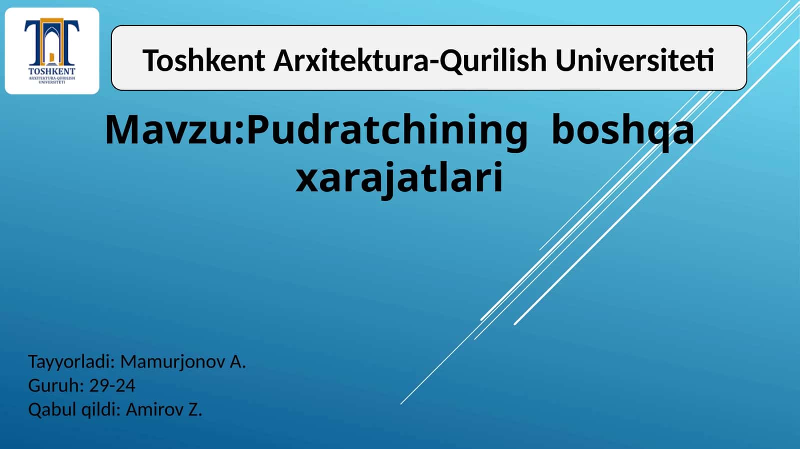 Pudratchining boshqa xarajatlari 1