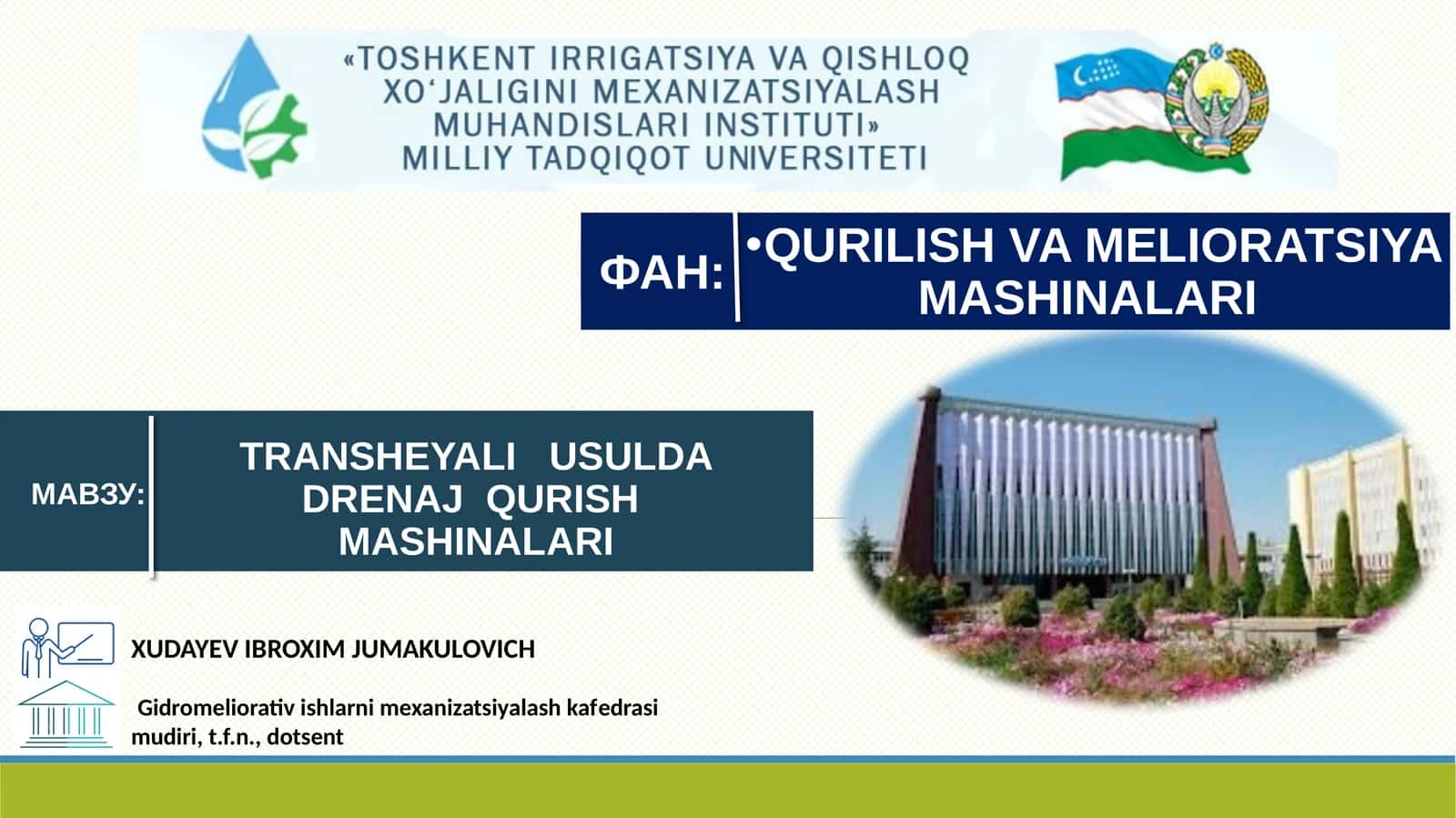 TRANSHEYALI USULDA DRENAJ QURISH MASHINALARI 1
