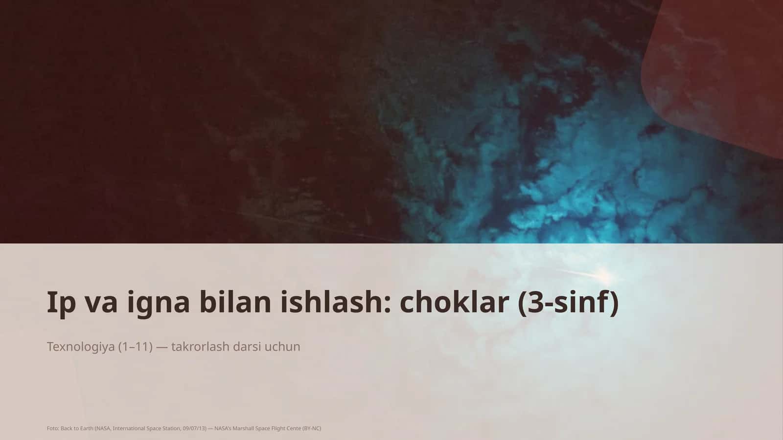 Ip va igna bilan ishlash: choklar (3-sinf) 1