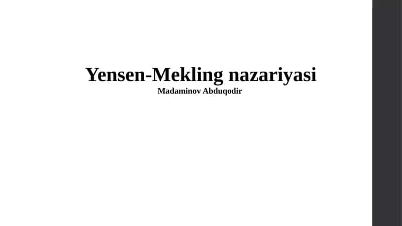 Yensen-Mekling nazariyasi 1