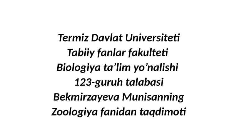 Zoologiya fanidan taqdimoti 1
