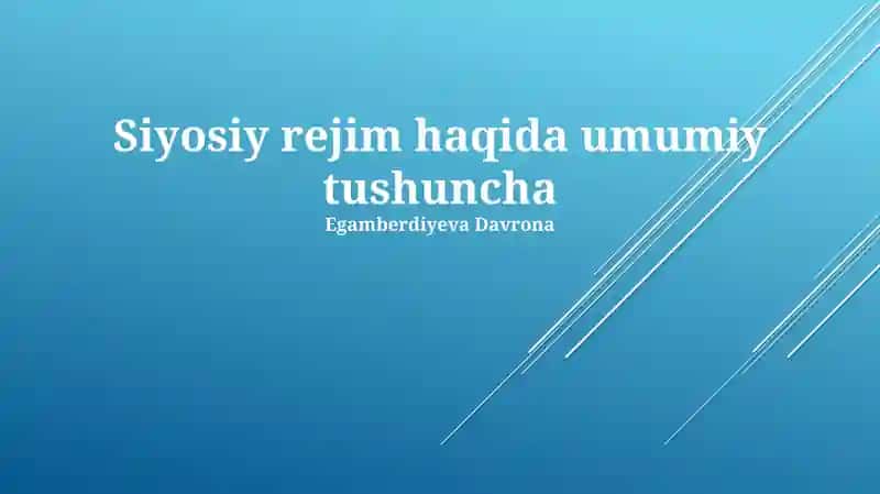 Siyosiy rejim haqida umumiy tushuncha