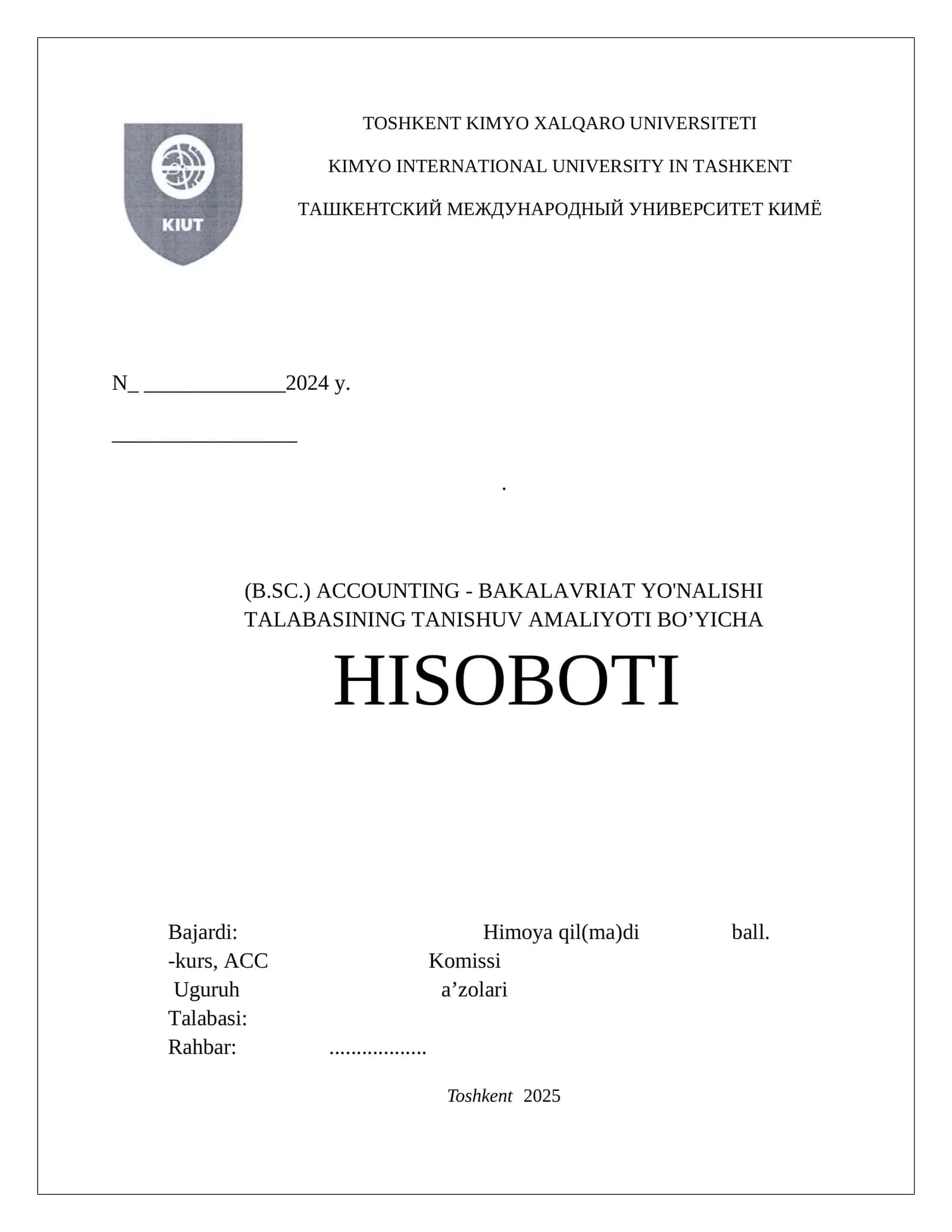 Chakana savdo doʻkonlari faoliyati boʻyicha. AMALIYOTI HISOBOTI 1