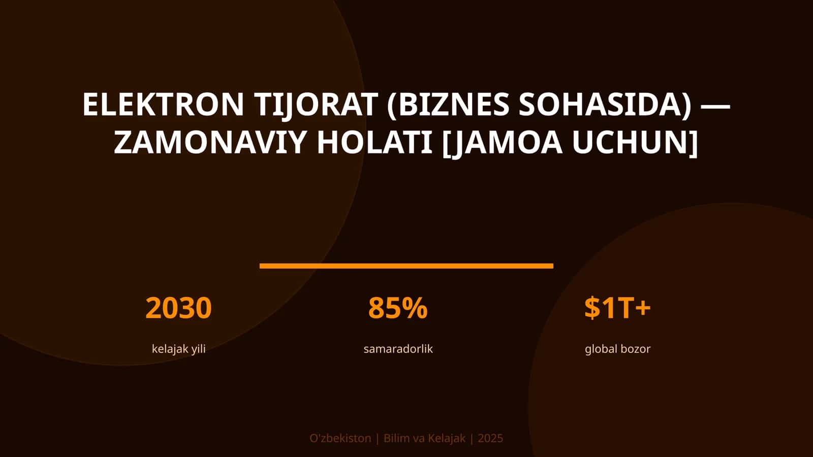 Elektron tijorat (biznes sohasida) — zamonaviy holati [jamoa uchun] 1