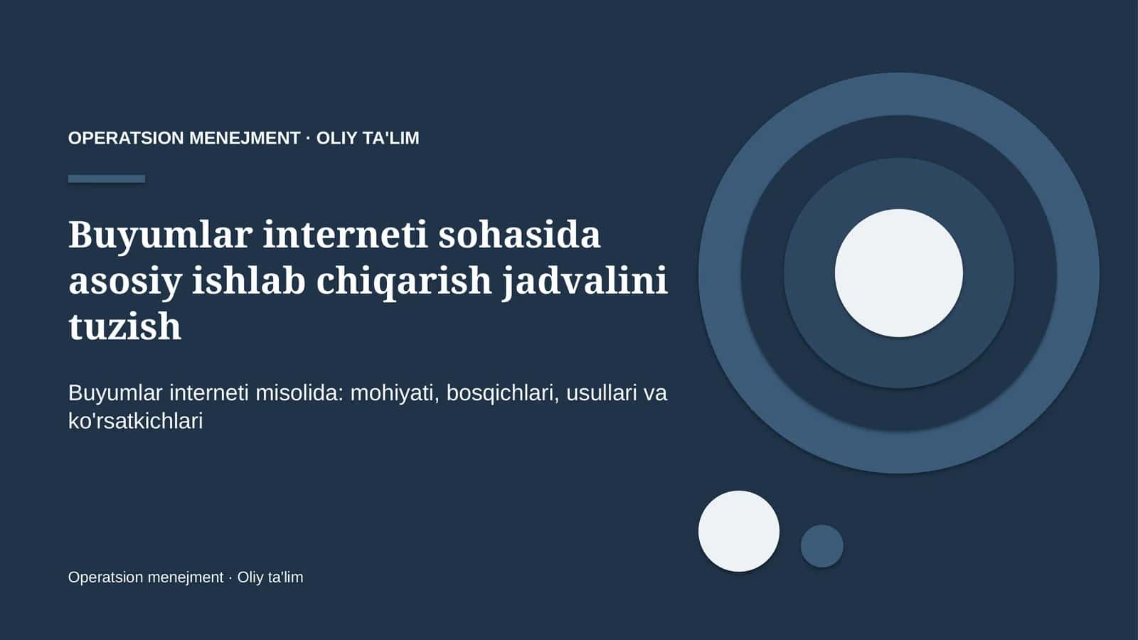 Buyumlar interneti sohasida asosiy ishlab chiqarish jadvalini tuzish 1
