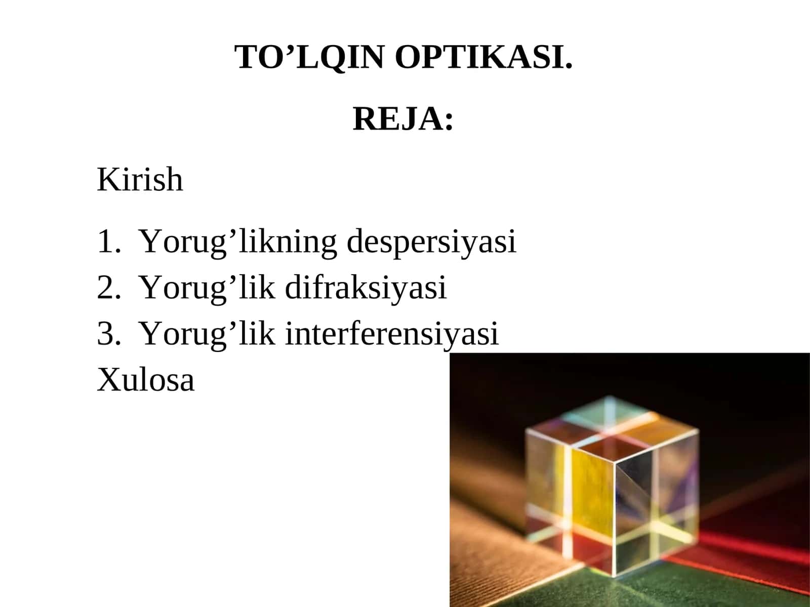 Difraksion panjara va optik hodisalar 1