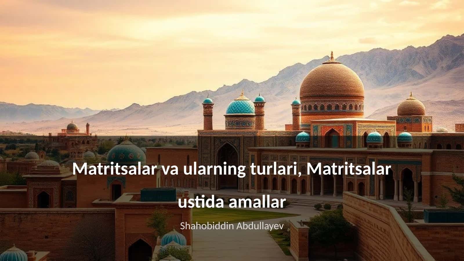 Matritsalar va ularning turlari 1