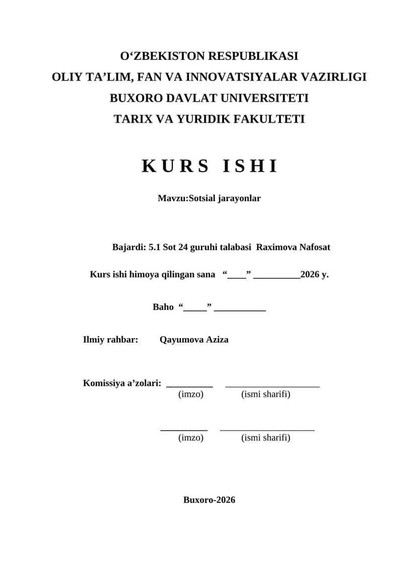 Sotsial jarayonlar kurs ishi 1