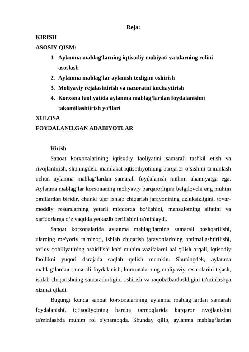 Sanoat korxonalarining iqtisodiy faoliyatini samarali tashkil etish 1