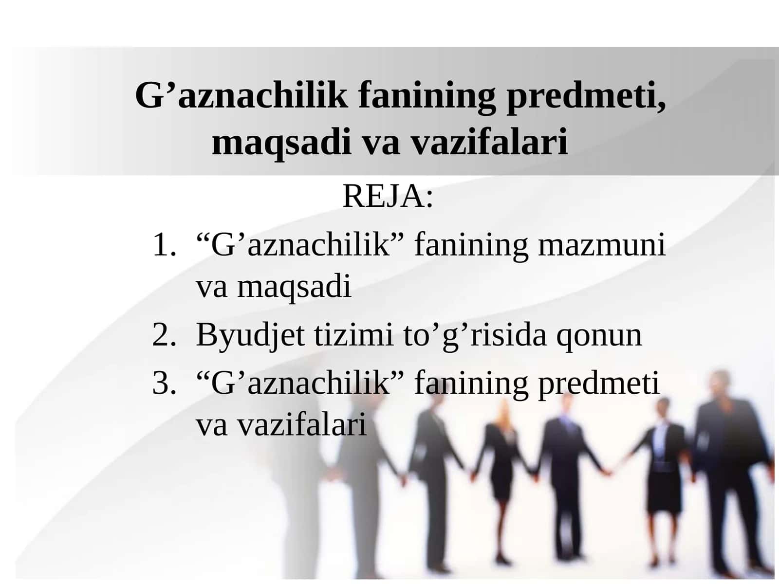 G’aznachilik fanining predmeti, maqsadi va vazifalari 1
