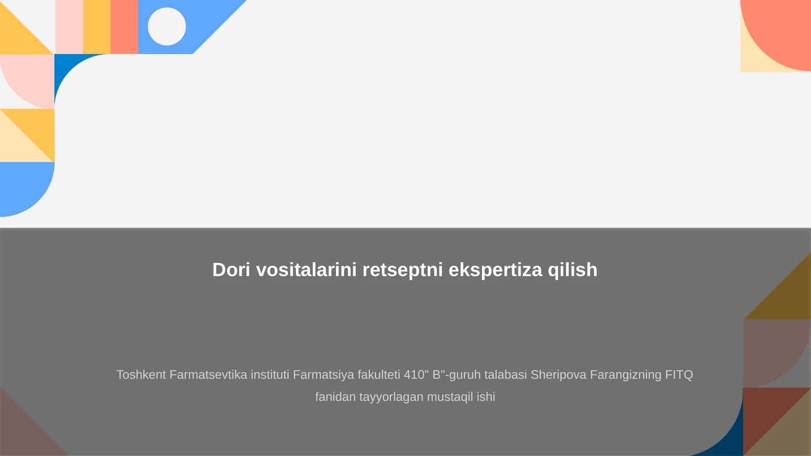 Dori vositalarini retseptni ekspertiza qilish 1