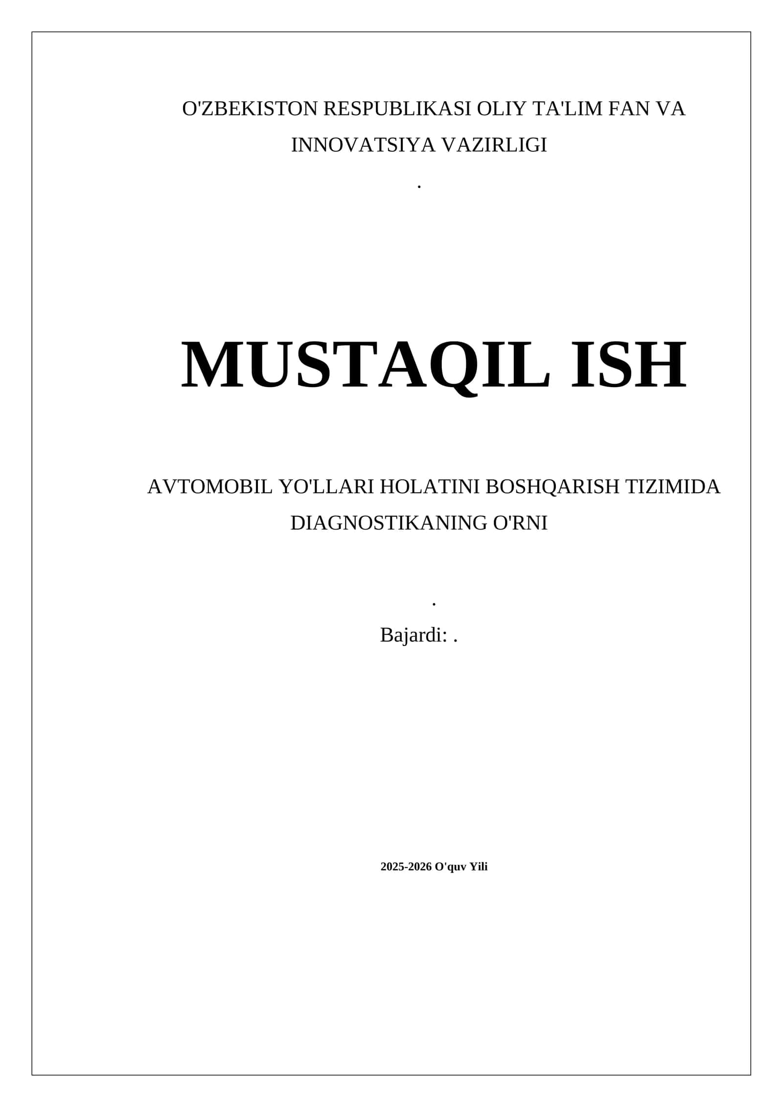 Diagnostika asoslari va texnologiyalari tushunchasi 1