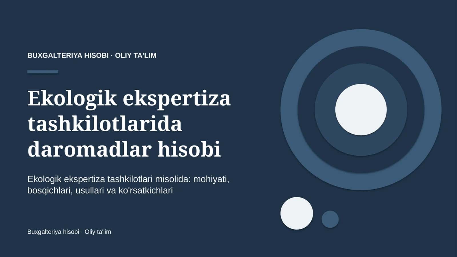Ekologik ekspertiza tashkilotlarida daromadlar hisobi 1