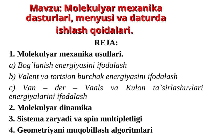 Molekulyar mexanika dasturlari 1