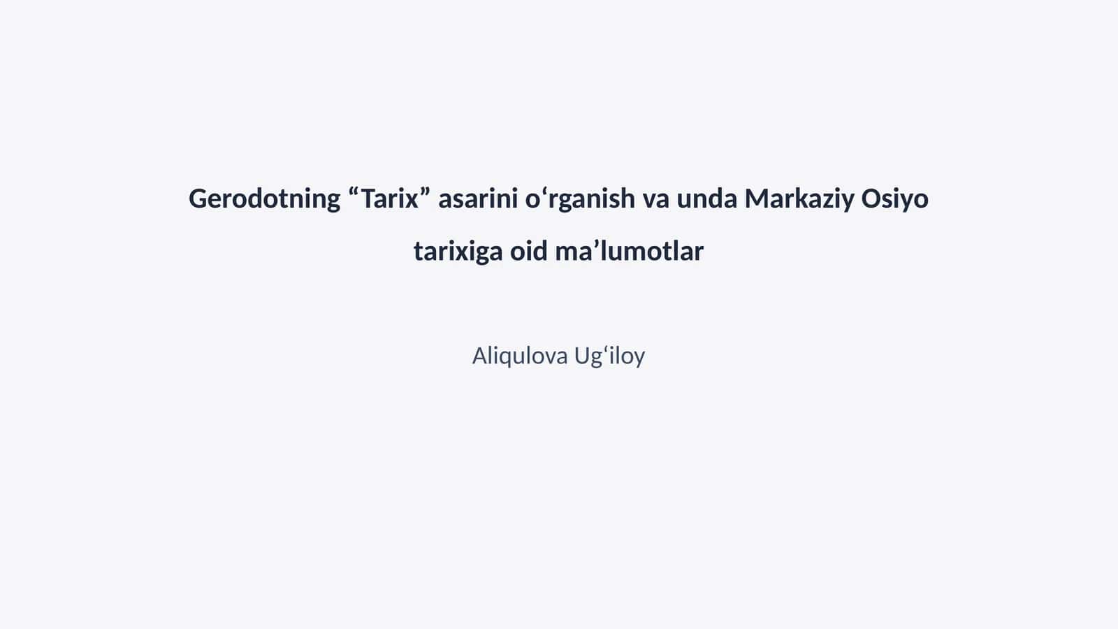 Gerodotning Tarix asari 1