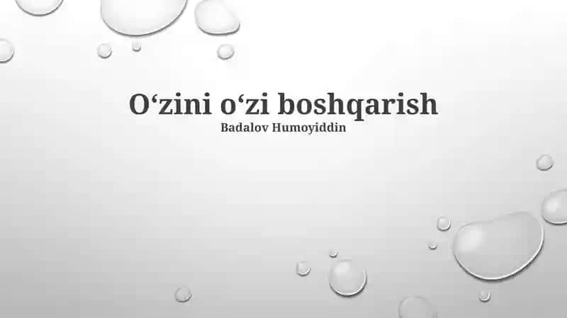 O'zini o'zi boshqarish 1