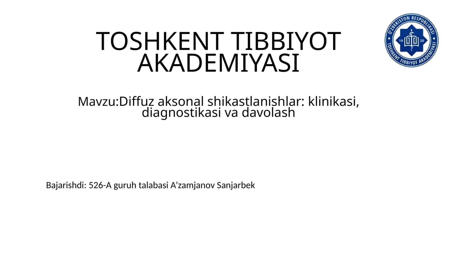 Diffuz aksonal shikastlanishlar 1