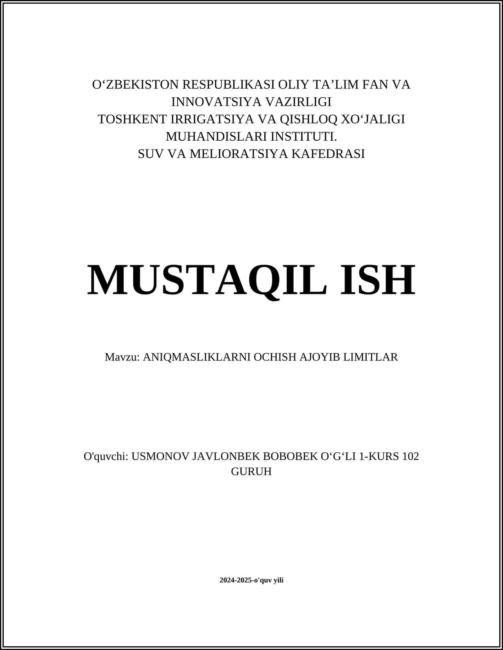 ANIQMASLIKLARNI OCHISH AJOYIB LIMITLAR 1