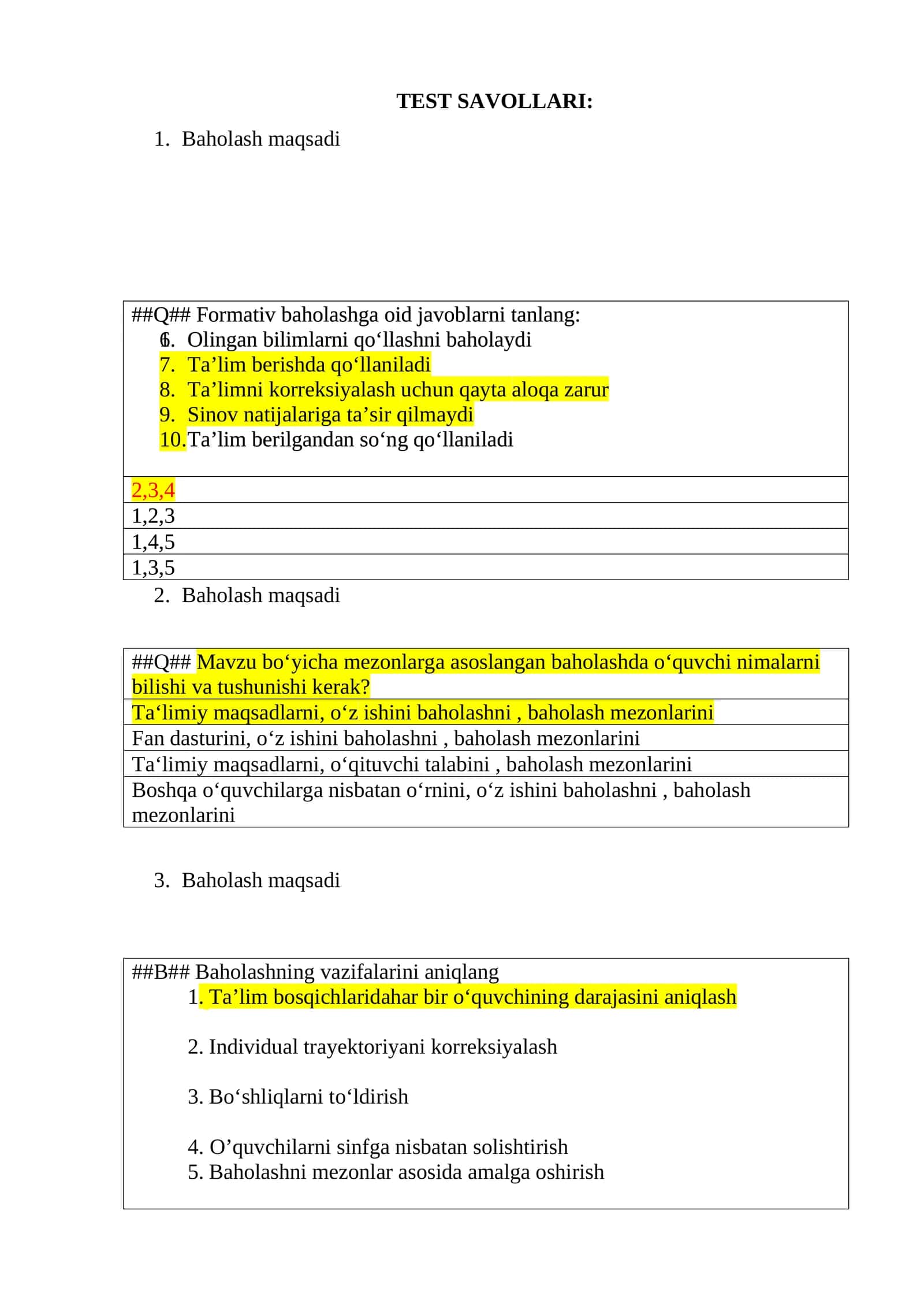 Formativ baholash 1
