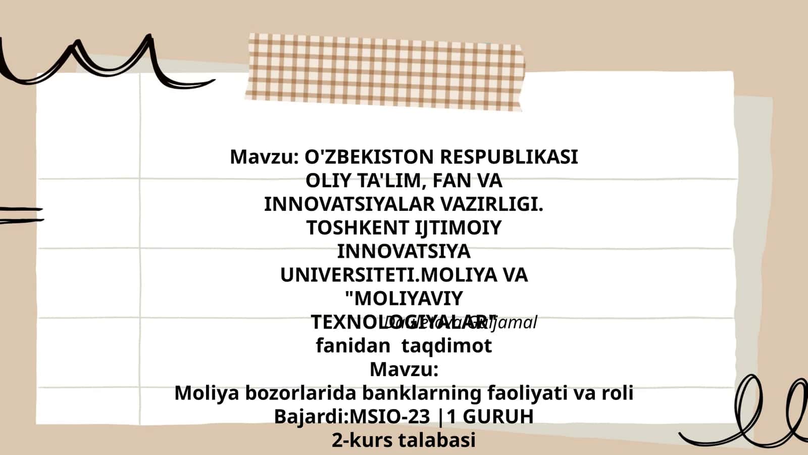 Moliya bozorlarida banklarning faoliyati va roli 1