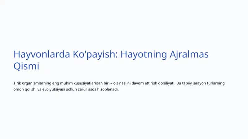 Hayvonlarda Ko'payish: Hayotning Ajralmas Qismi 1