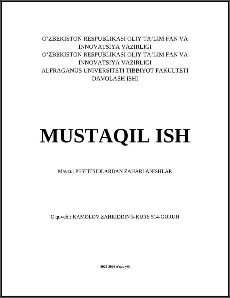 PESTITSIDLARDAN ZAHARLANISHLAR 1