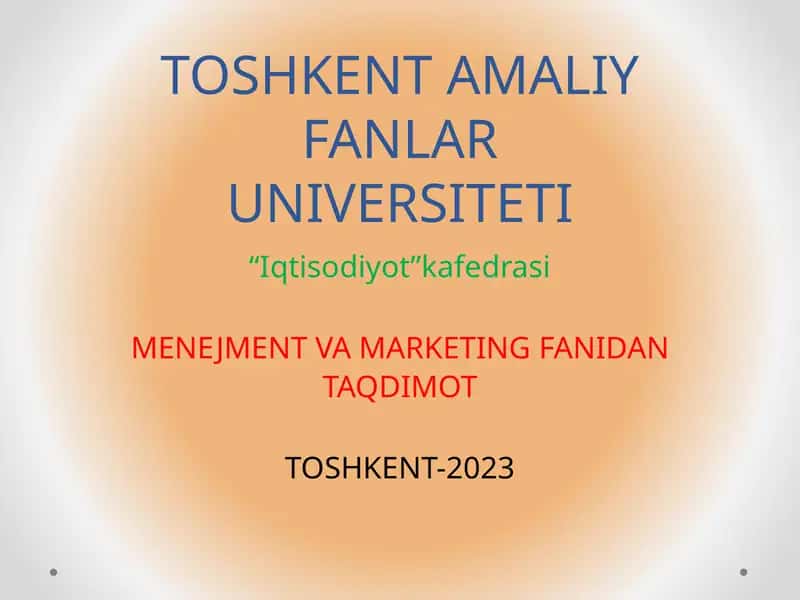 MENEJMENT VA MARKETING FANIDAN TAQDIMOT 1