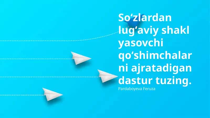 Soʻzlardan lugʻaviy shakl yasovchi qoʻshimchalarni ajratadigan dastur 1