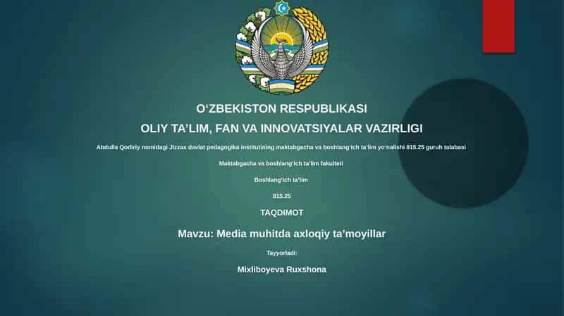 Media muhitda axloqiy taʼmoyillar 1