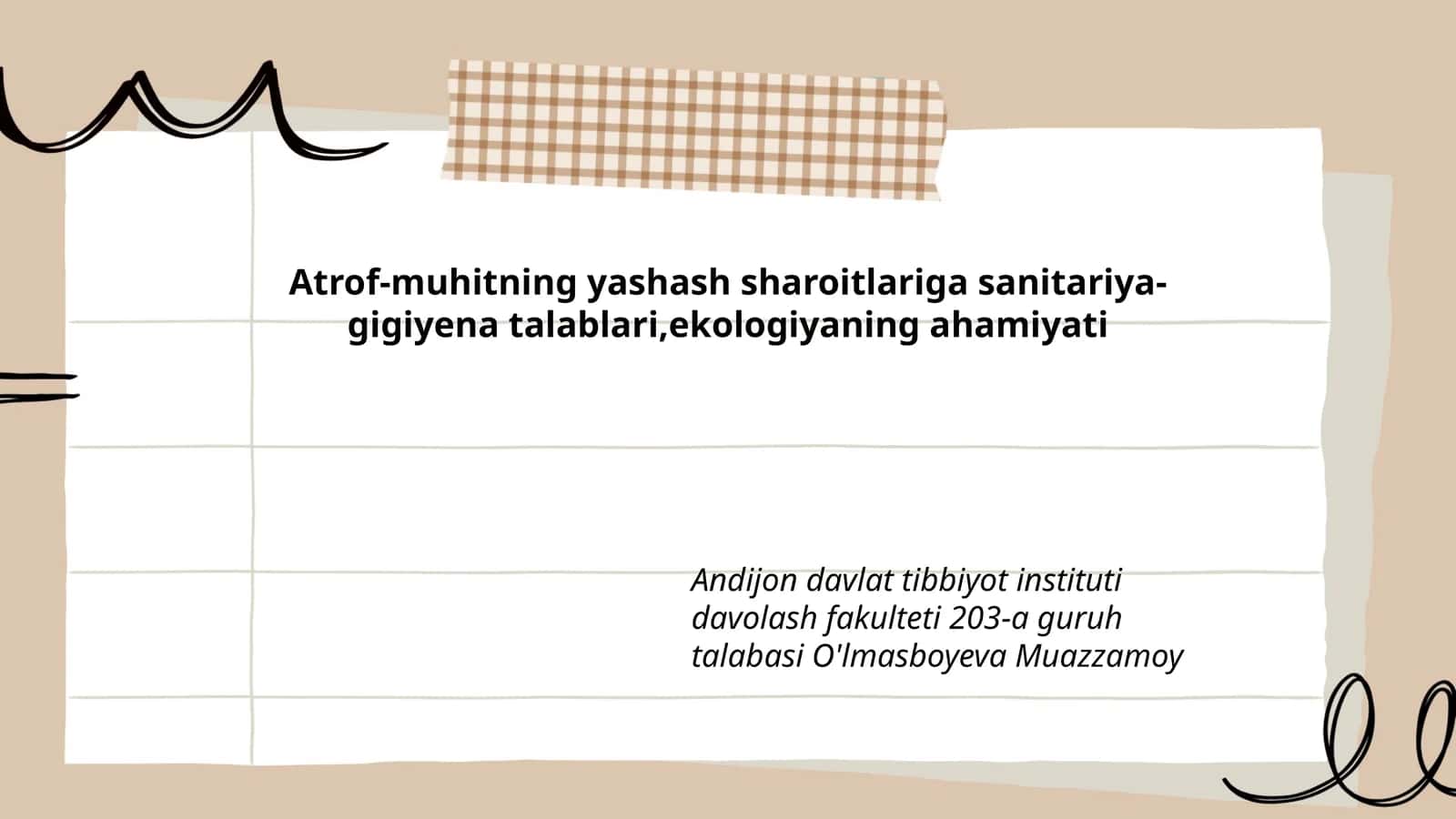 Sanitariya-gigiyena talablari va ekologiya ahamiyati 1