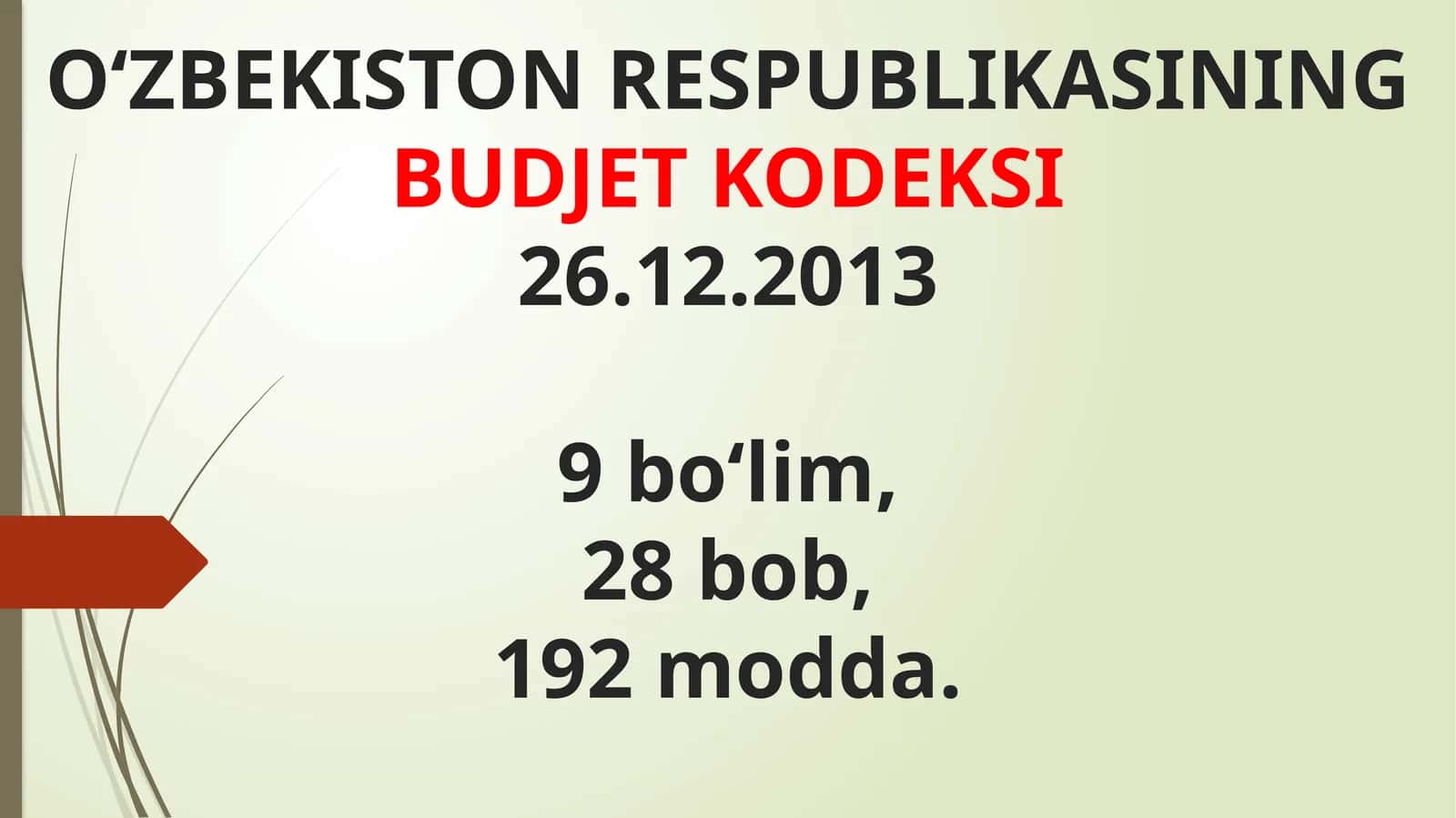 O‘zbekiston Respublikasi Budjet Kodeksi 1
