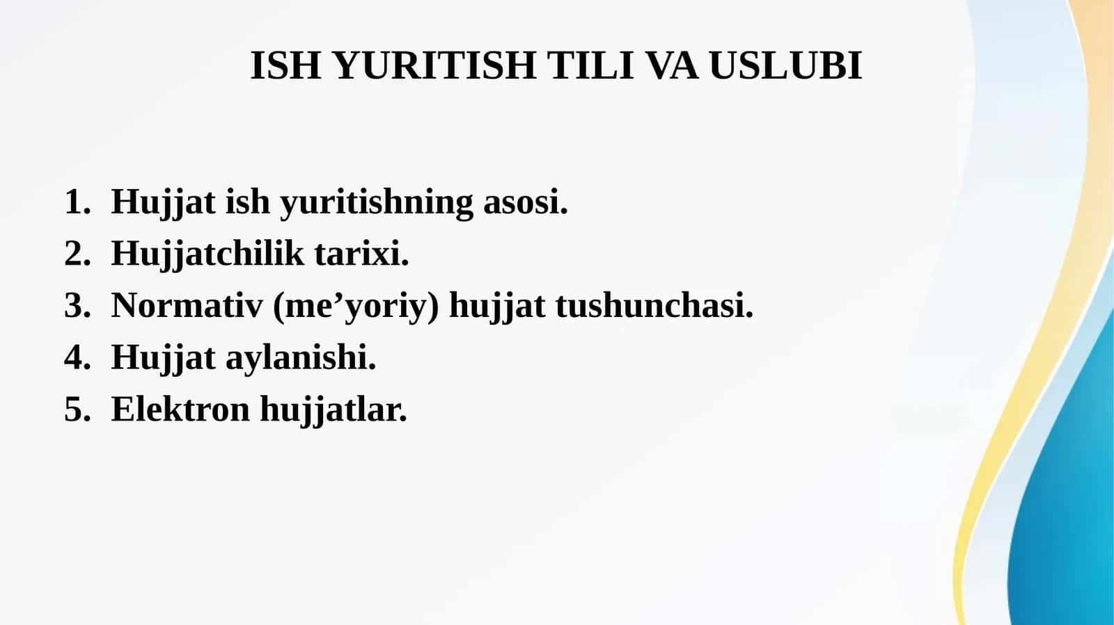 ISH YURITISH TILI VA USLUBI 1