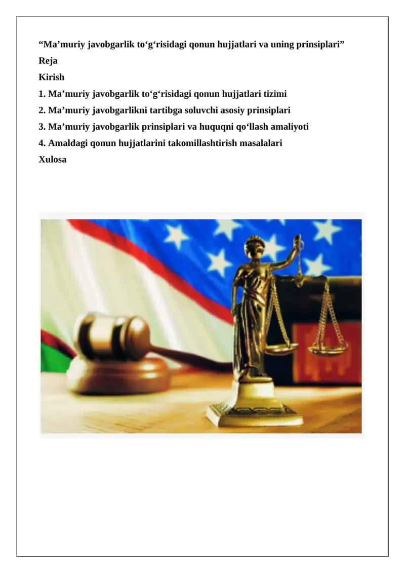 Ma’muriy javobgarlik to‘g‘risidagi qonun hujjatlari va uning prinsiplari 1